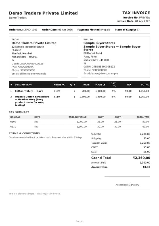 Professional GST layout
